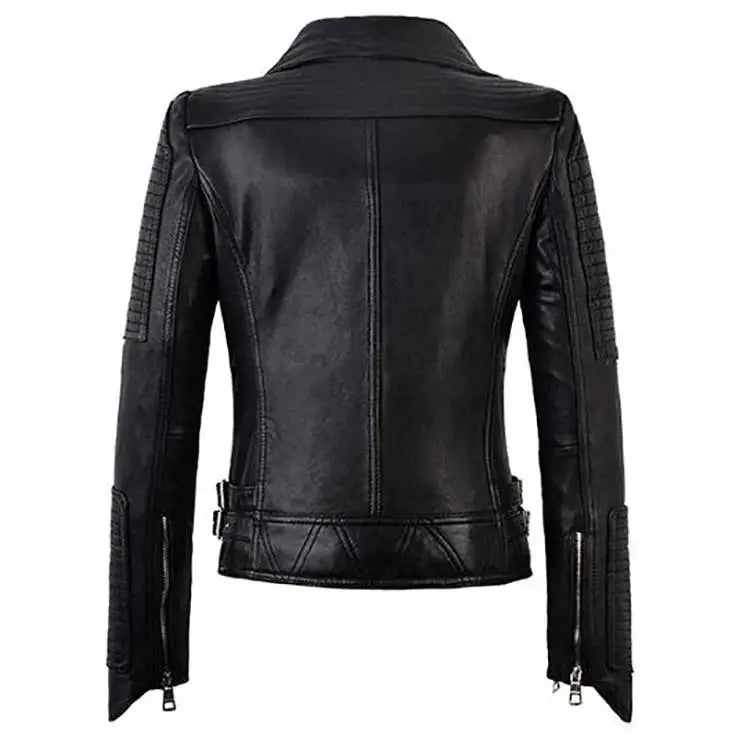 Women’s Hooded Motorcycle Jacket In Leather