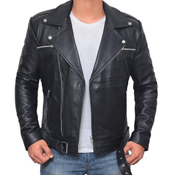 Black Leather Biker Men’s Brando Jacket