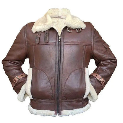 Genuine Brown Leather Aviator Jacket