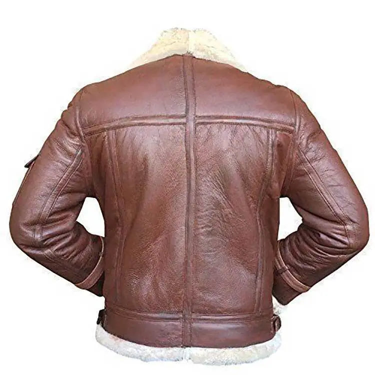 Genuine Brown Leather Aviator Jacket