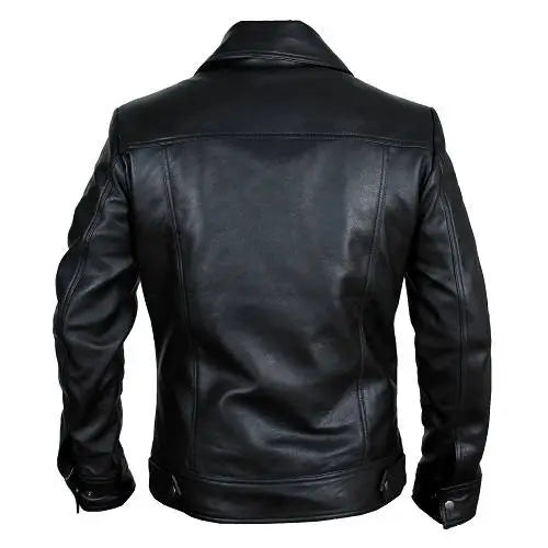 Buster Slim Fit Men’s Retro Biker Leather Jacket