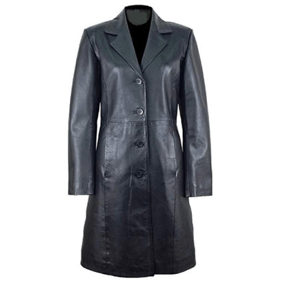 Black Women’s Leather Coat With Hood