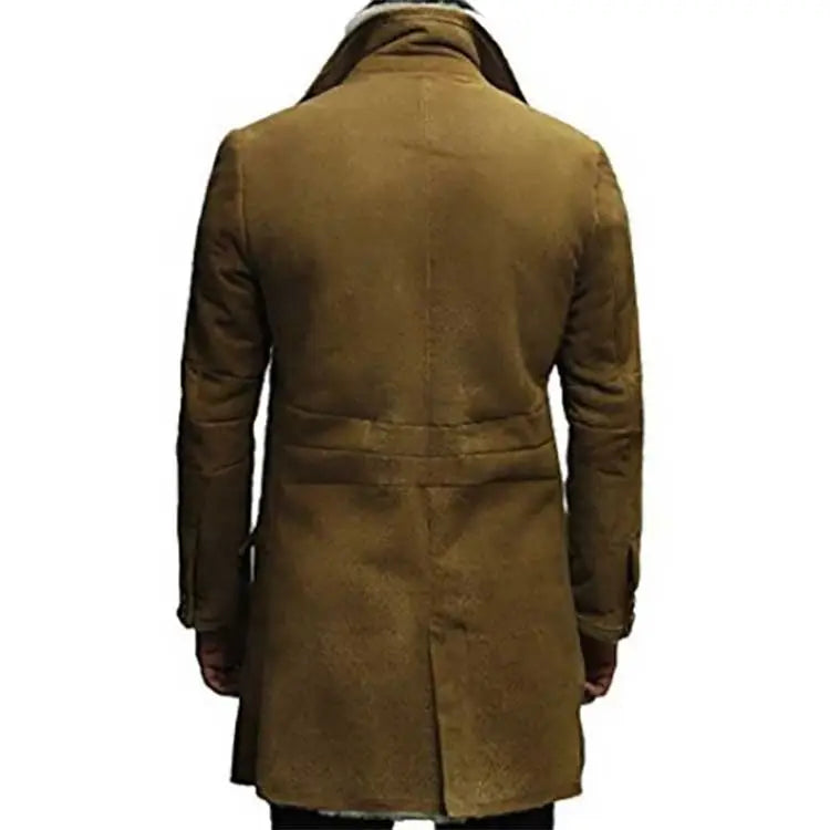 Brown Leather Long Distressed Coat