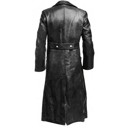 Double Breasted Trench Coat In Black Leather