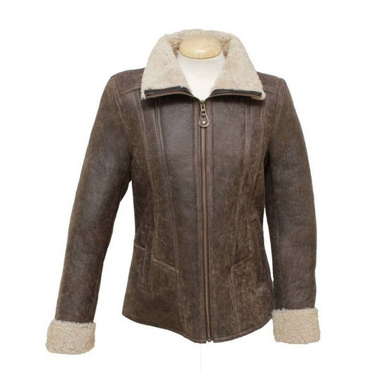 WOMEN AVIATOR SHEEPSKIN LEATHER JACKET