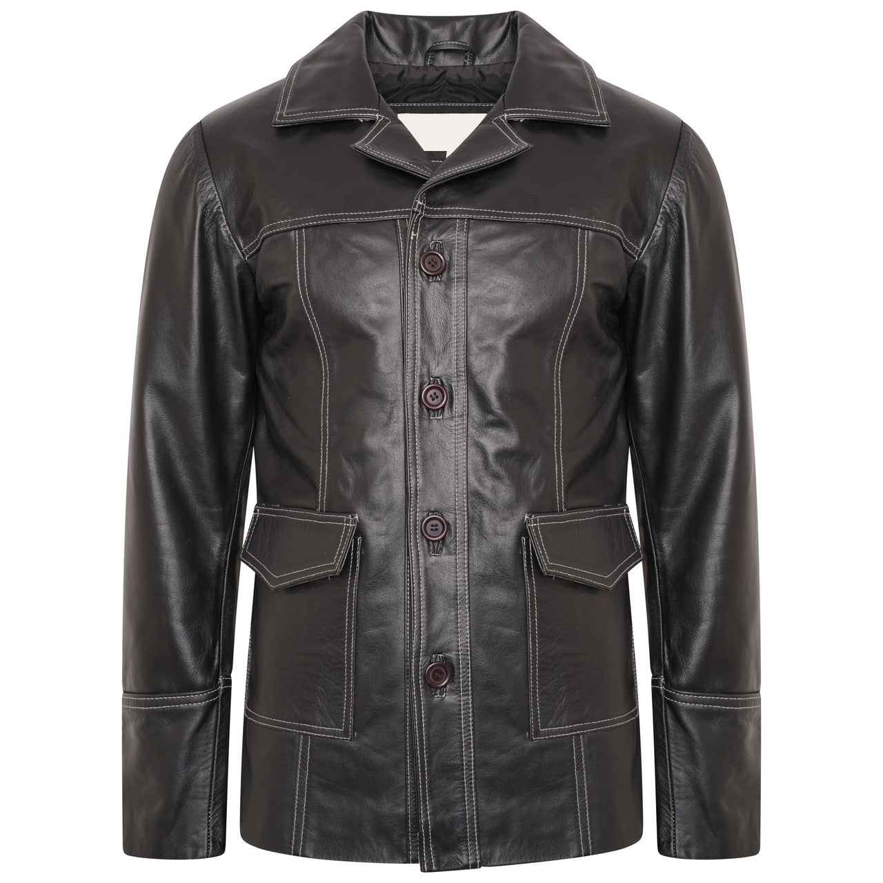 Black Leather Fight Club Brad Pitt Jacket