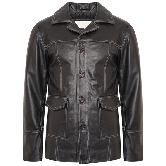 Black Leather Fight Club Brad Pitt Jacket